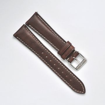 Vintage Veg Tan Embossed Italian Leather Pecan Brown Watch Strap with Quick Release - 18mm