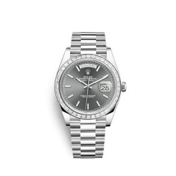 Rolex Day-Date 40 Platinum - Baguette / Grey