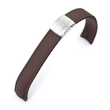 FKM41 Brown Quick Release Butterfly Deployment FKM Rubber Watch Band, 20mm - 24mm