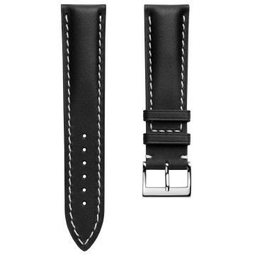 Ostend Thick Padded Leather Watch Strap - Baranil Black - 24mm