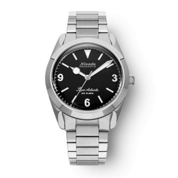 Nivada Grenchen Super Antarctic 3.6.9. Black - No Vintage Effect / Stainless Steel / Flat Link