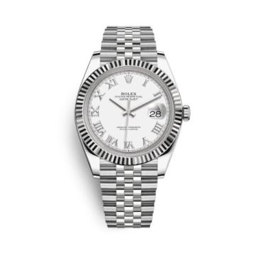Rolex Datejust 41 Stainless Steel Fluted / White - Roman / Jubilee