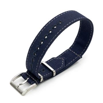 The Flight Deck Canvas Strap, Dark Navy Blue, Brushed - 25mm