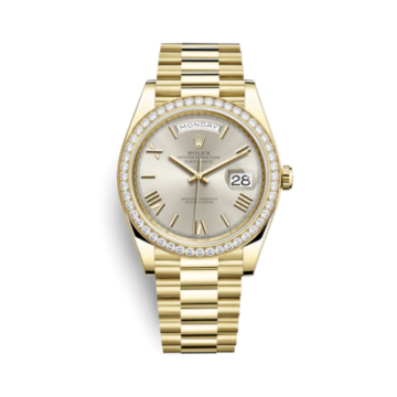 Rolex Day-Date 40 Yellow Gold / Diamond / Silver - Roman