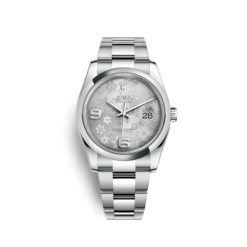 Rolex Datejust 36 Stainless Steel Domed / Oyster / Silver Floral