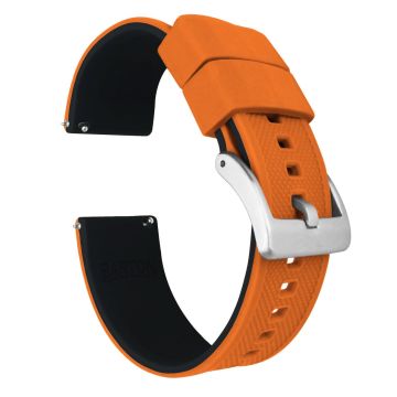 Pumpkin Orange Top Black Bottom Elite Silicone Watch Band - 18mm
