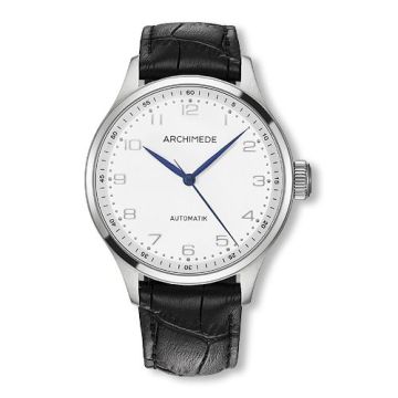 Archimede Klassik 42 Stainless Steel / Silver / Black Leather