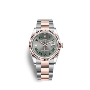 Rolex Datejust 36 Stainless Steel / Everose / Fluted / Slate - Roman / Oyster