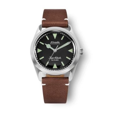 Nivada Grenchen Super Antarctic Black - Green Luminova / Stainless Steel / Brown - White