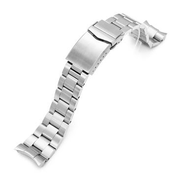 Super-O Boyer Watch Band compatible with Orient Mako II & Ray II, 316L Stainless Steel V-Clasp Button Double Lock - 18mm