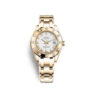 Rolex Datejust Pearlmaster 29 Yellow Gold Diamond / White Roman