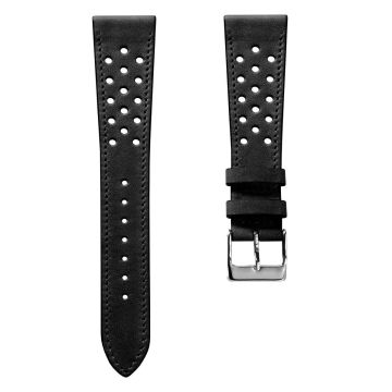 Missouri Perforated Leather Watch Strap - Black - 19mm