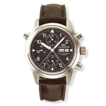 IWC Schaffhausen Pilot's Watch Doppelchronograph Stainless Steel / Black / Spanish / Strap