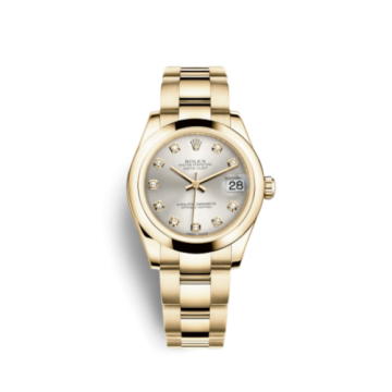 Rolex Datejust 31 Yellow Gold Domed / Oyster / Silver Diamonds