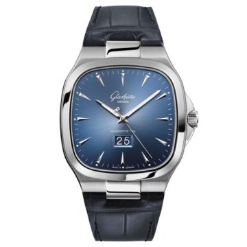 Glashütte Original Seventies Panorama Date Blue / Alligator / Folding