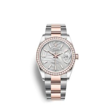 Rolex Datejust 36 Stainless Steel / Everose / Diamond / Silver - Palm / Oyster