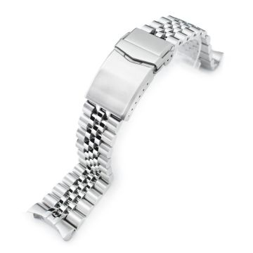 Super-J Louis JUB Watch Band for Seiko SKX007 SKX009 SKX011, Stainless Steel - Brushed, Polished Center Links, V Diver Clasp - 22mm