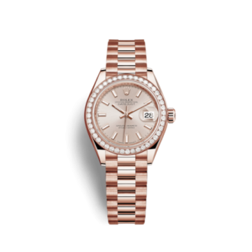Rolex Lady-Datejust 28 Everose Diamond / President / Sundust