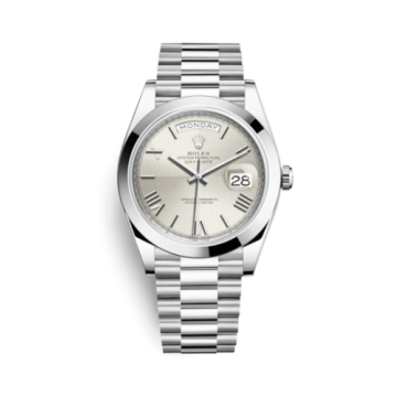 Rolex Day-Date 40 Platinum / Silver Quadrant