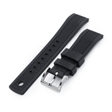 Crisscross Black FKM Quick Release Rubber Strap, 20mm or 22mm - 22mm