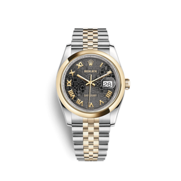 Rolex Datejust 36 Rolesor Yellow Domed / Jubilee / Black Computer Roman