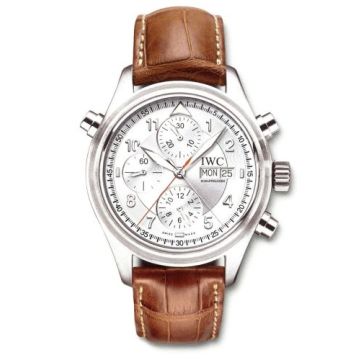 IWC Schaffhausen Pilot's Watch Spitfire Double Chronograph Stainless Steel / Silver / Italian / Strap
