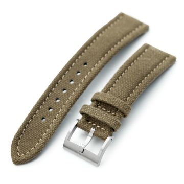Aviator Style Khaki Canvas Quick Release Watch Band, 20mm or 22mm - 20mm