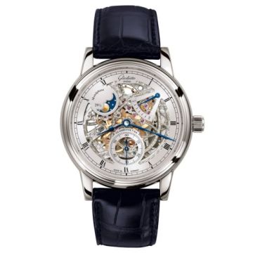 Glashütte Original Senator Moon Phase White Gold / Skeleton / Alligator / Folding