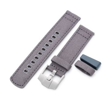 Ash Grey Quick Release Canvas Watch Strap, 22mm or 20mm - 22mm