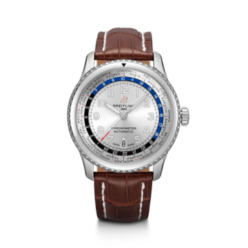 Breitling Navitimer 8 B35 Automatic Unitime 43 Stainless Steel / Silver / Brown Croco / Folding