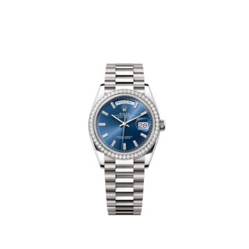 Rolex Day-Date 36 White Gold - Diamond / Bright Blue - Baguette / President