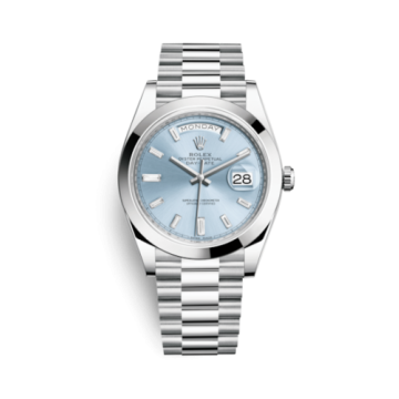 Rolex Day-Date 40 Platinum / Ice Blue Diagonal Diamond