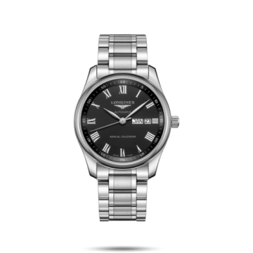 Longines Master Collection 40mm Annual Calendar Stainless Steel / Black-Roman / Bracelet