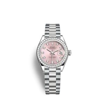 Rolex Lady-Datejust 28 White Gold - Diamond / President / Pink - Diamond
