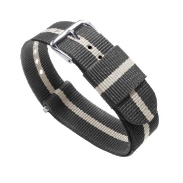 Smoke Linen Grey White Nylon NATO® style Watch Band - 16mm