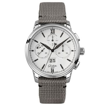 Glashütte Original Senator Chronograph Panorama Date Stainless Steel / Silver / Fabric - Folding