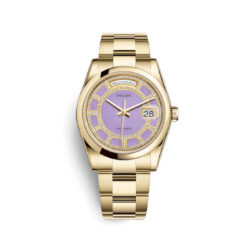 Rolex Day-Date 36 Yellow Gold Domed / Oyster / Lavender Carousel