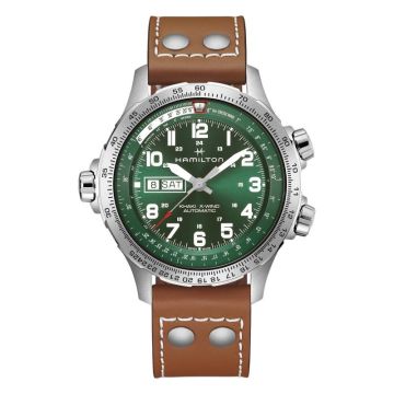 Hamilton Khaki Aviation X Wind Day Date Auto Stainless Steel / Green