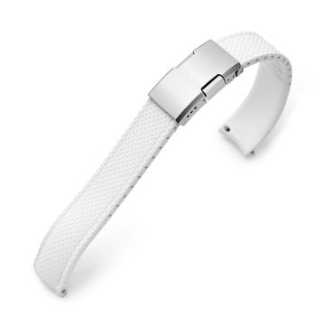 FKM41 White Quick Release Titanium Slinea Clasp FKM Rubber Watch Band, 20mm - 20mm