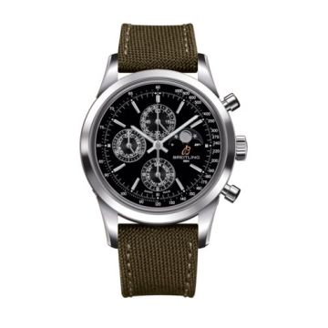Breitling Transocean Chronograph 1461 Stainless Steel / Black / Military / Pin