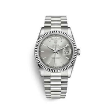 Rolex Day-Date 36 White Gold Fluted / President / Silver