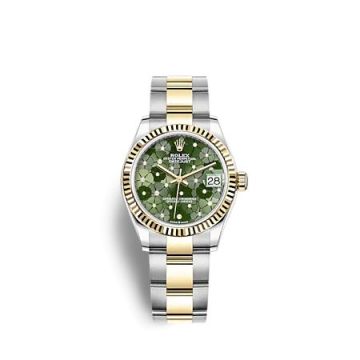 Rolex Datejust 31 Stainless Steel / Yellow Gold / Fluted / Olive - Floral / Oyster