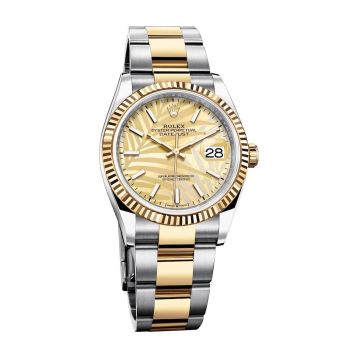 Rolex Datejust 36 Stainless Steel / Yellow Gold / Fluted / Champagne - Palm / Oyster
