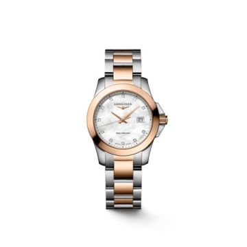 Longines Conquest Quartz 29.5 Stainless Steel - Red Gold / MOP