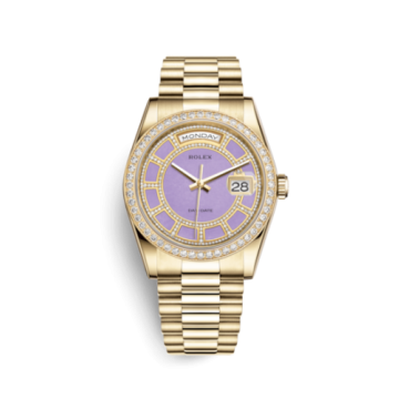 Rolex Day-Date 36 Yellow Gold Diamonds / President / Lavender Jade Carousel