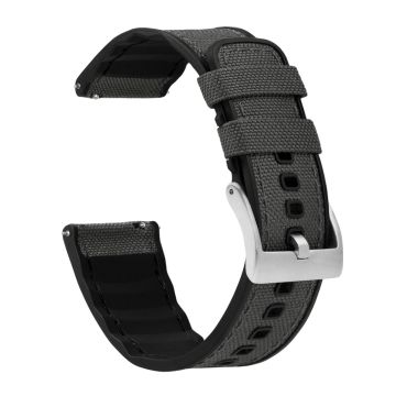 Cordrua Fabric Silicone Hybrid Smoke Grey Watch Band - 22mm