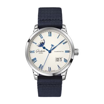 Glashütte Original Senator Excellence Panorama Date Moonphase Stainless Steel / Frosted Silver / Synthetic - Folding