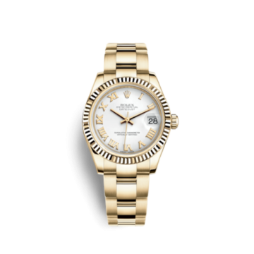 Rolex Datejust 31 Yellow Gold Fluted / Oyster / White Roman