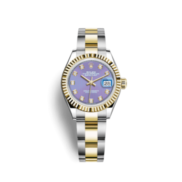 Rolex Lady-Datejust 28 Rolesor Yellow Fluted / Oyster / Lavender Diamond