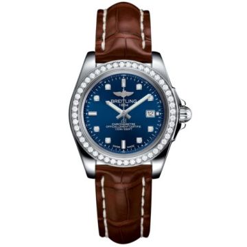 Breitling Galactic 32 Sleek Edition Stainless Steel / Diamond / Horizon Blue Diamond / Croco